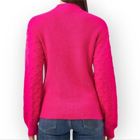 Vince Camuto Pink‎ Magenta Knit Sweater Bobble Stitch Puff Sleeve Ladies Small - Picture 14 of 15